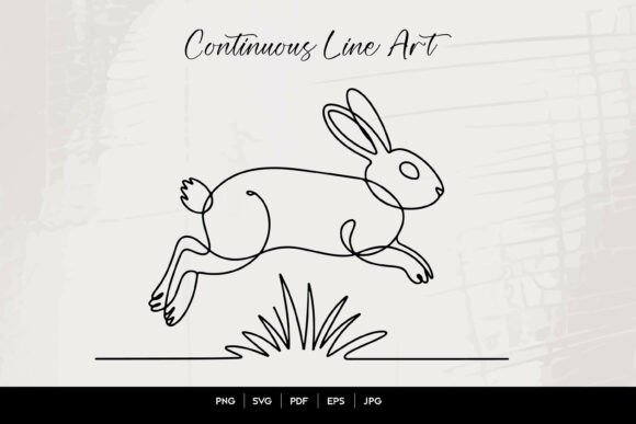 Download Jumping Rabbit Continuous Line Art Illus - Premium Resources