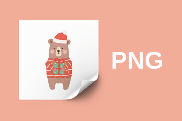 Download Cute Christmas Bear with Gift PNG - Cute christmas Collection