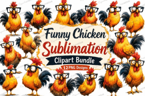 Download Funny Chicken Sublimation Clipart Bundle - Chicken Collection