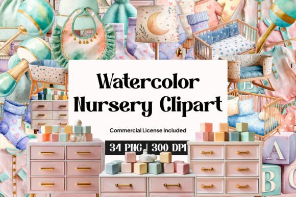 Download Watercolor Nursery Clipart - Watercolor nursery clipart Collection