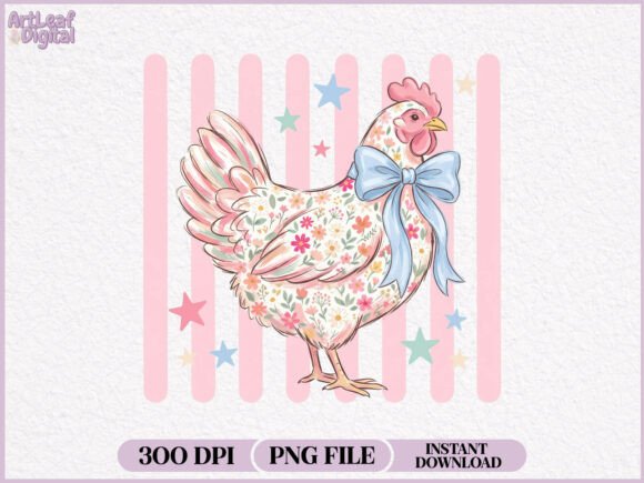 Download Preppy Floral Chicken Coquette PNG - Chicken Collection