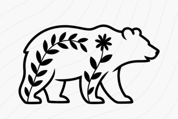Download Floral Bear Line Art PNG - Premium Resources