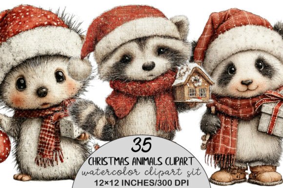 Download Cute Christmas Animals Clipart - Cute christmas Collection